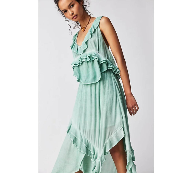 New Free People If Only Maxi Skirt Set $168 X-SMALL Harbor Green Boho Chic - Picture 3 of 7